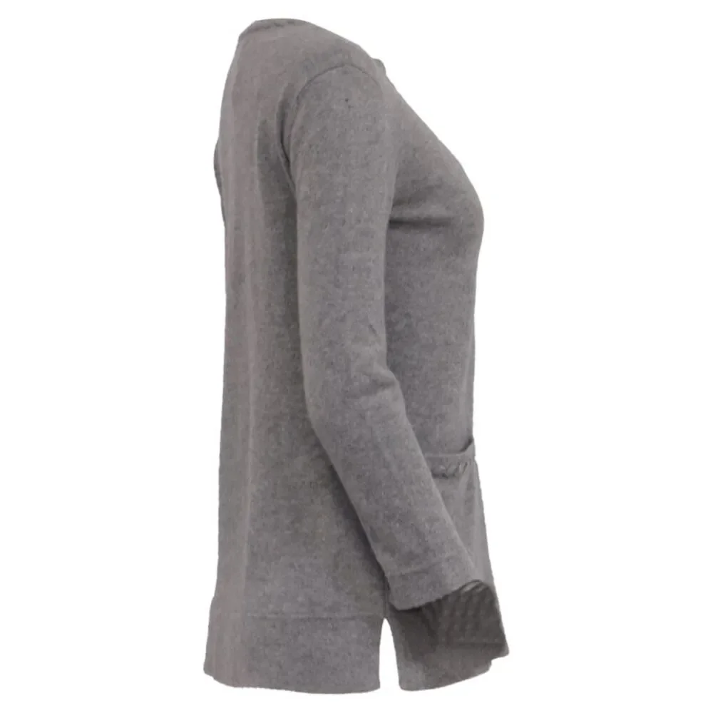 Tory Burch Sayre Sweater with Pockets in Grey Cashmere